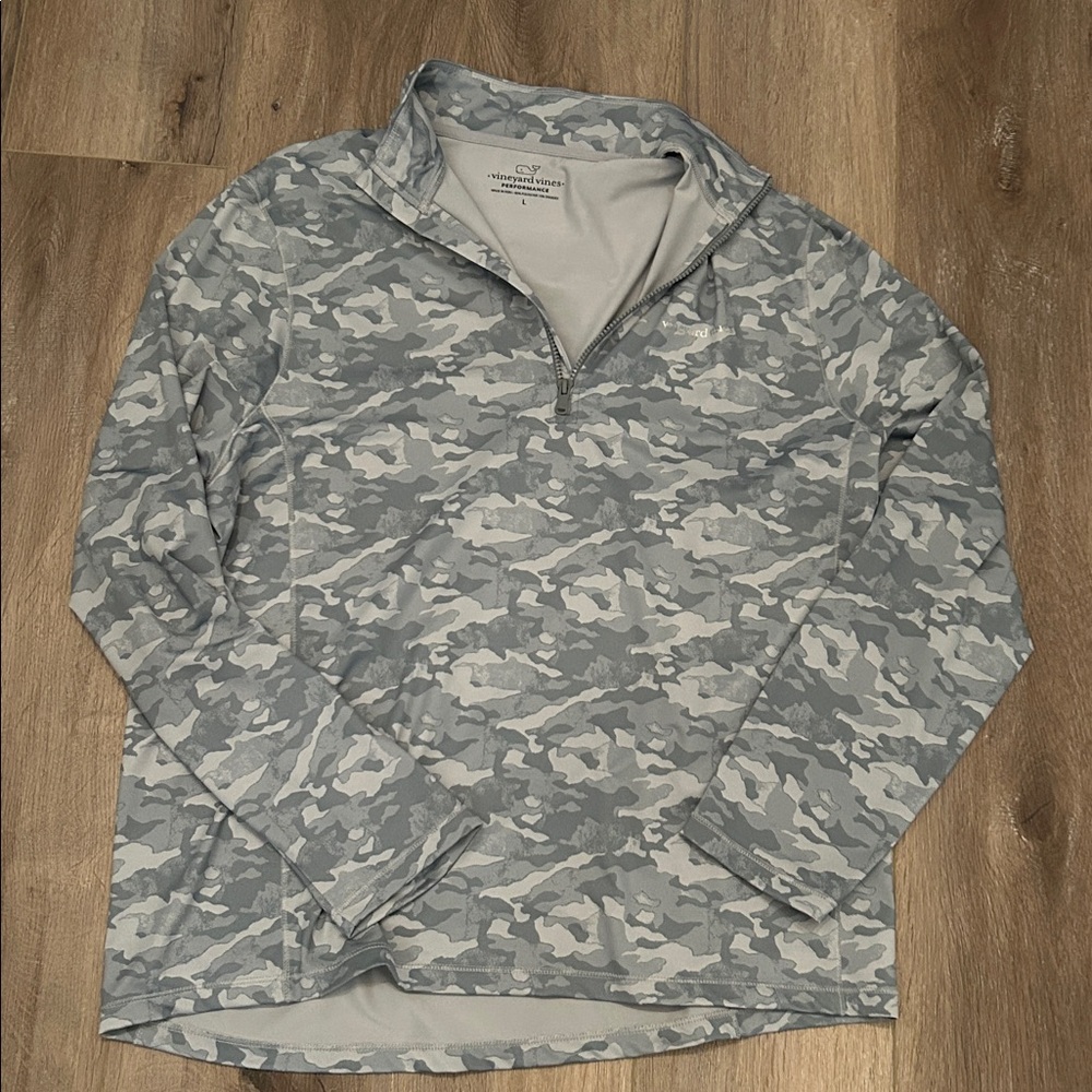 Vineyard Vines Gray Camo Quarter-Zip Pullover